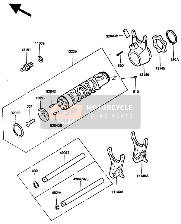 Kawasaki ZX400 1987 Cambia tamburo & Shift Fork per un 1987 Kawasaki ZX400