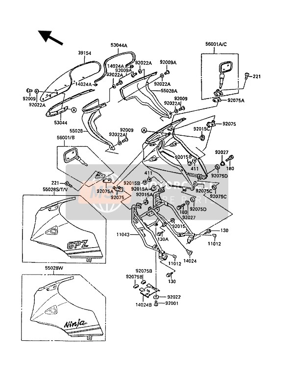 550285288B1, Cowling, Upp, Outer, F.R, Kawasaki, 0