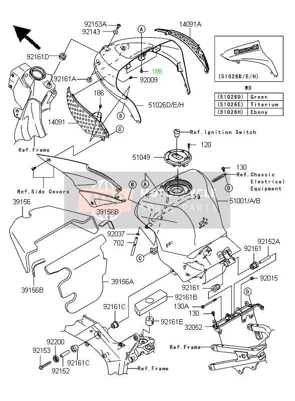 510010085H8, TANK-COMP-FUEL,Ebony ZX636C6F, Kawasaki, 0