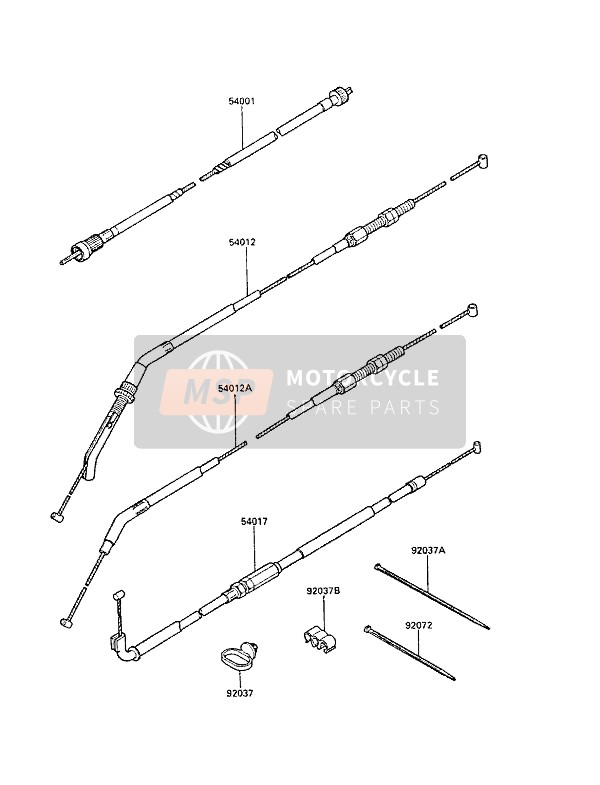 Kawasaki GPZ1000RX 1987 Cables for a 1987 Kawasaki GPZ1000RX