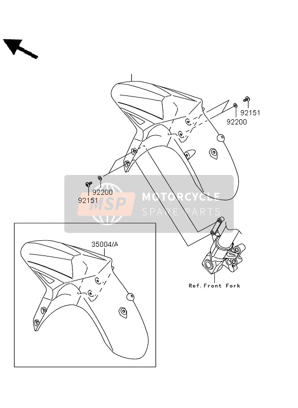 35004031135D, FENDER-FRONT,M.I.Red KLE650CBF, Kawasaki, 0