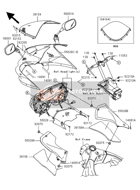 550280075777, Cowling, Upp, L.Green, Kawasaki, 6