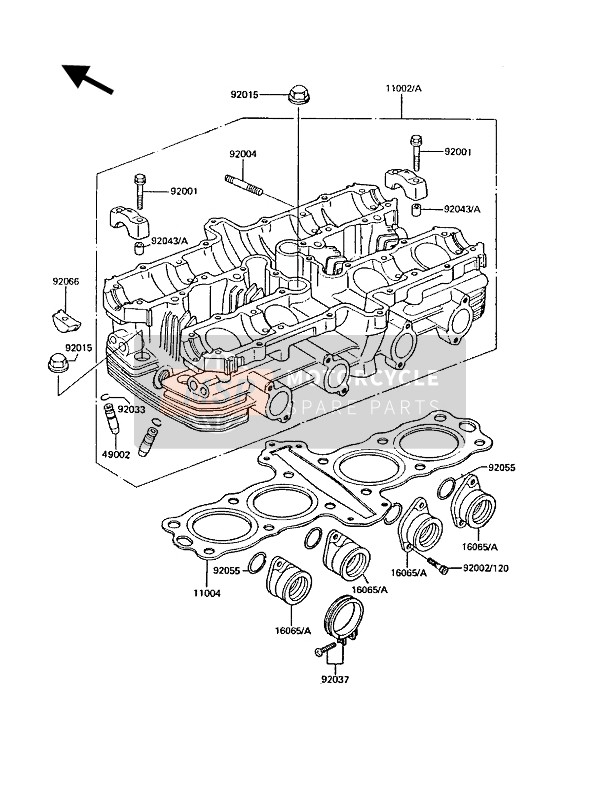 Kawasaki GT550 1987 Cylinder Head for a 1987 Kawasaki GT550