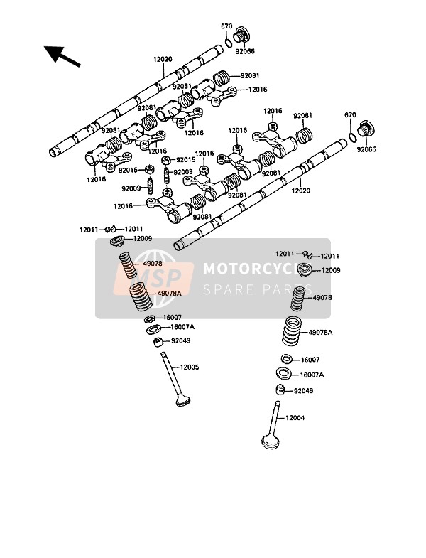 Kawasaki 1000GTR 1987 Valvulas para un 1987 Kawasaki 1000GTR