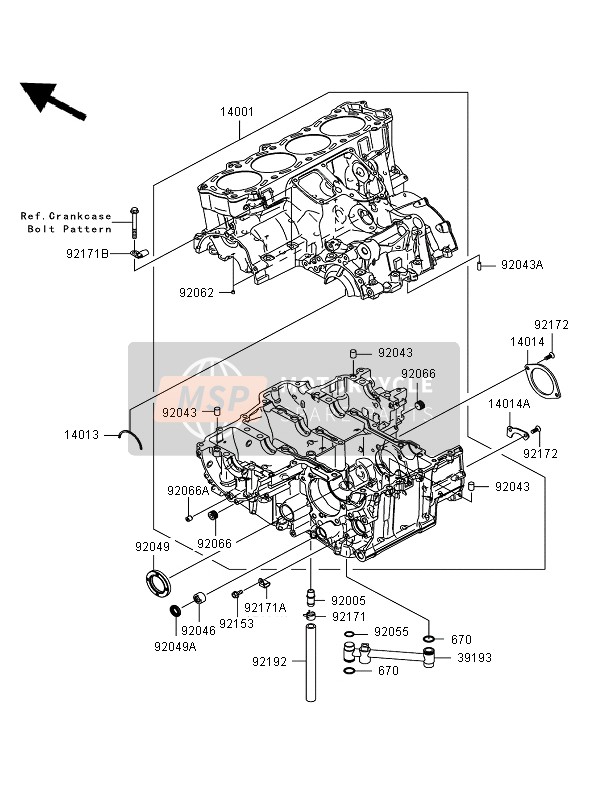 Kawasaki ZZR1400 2006 Crankcase for a 2006 Kawasaki ZZR1400