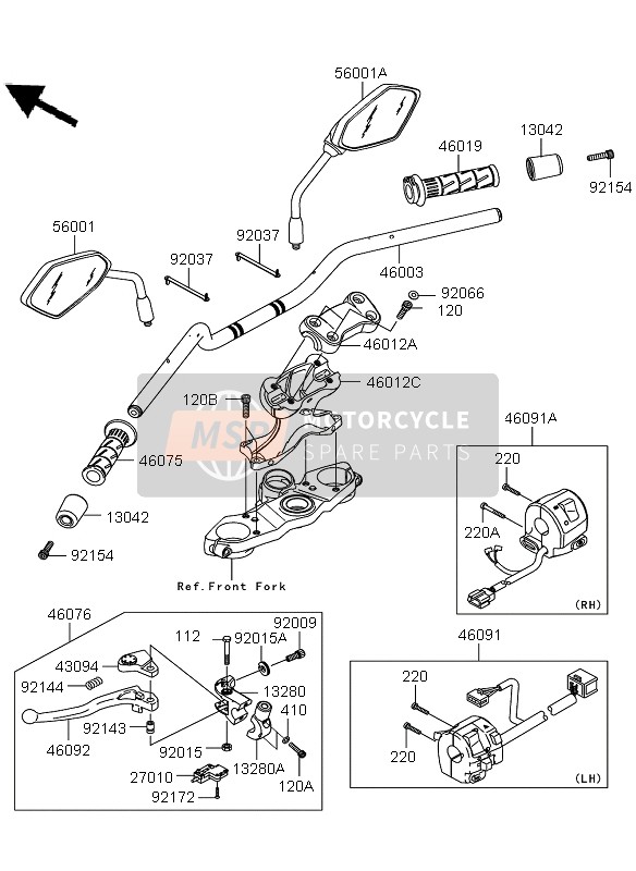 560010194, MIRROR-ASSY,Lh, Kawasaki, 2