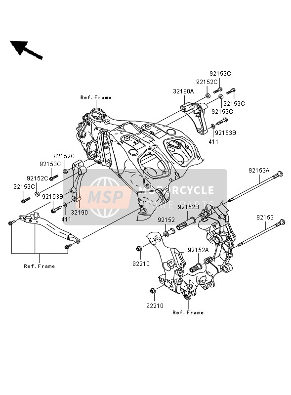 Kawasaki ZZR1400 2006 Engine Mount for a 2006 Kawasaki ZZR1400