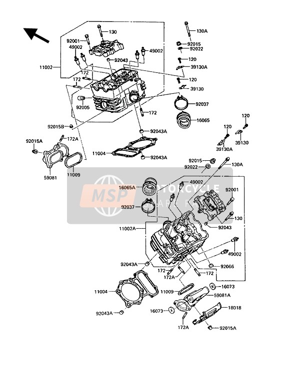 Kawasaki VN750 TWIN 1989 Cylinder Head for a 1989 Kawasaki VN750 TWIN