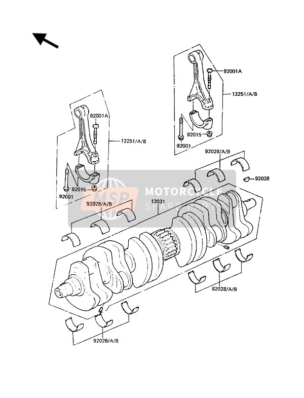 Kawasaki Z1300 1987 Crankshaft for a 1987 Kawasaki Z1300