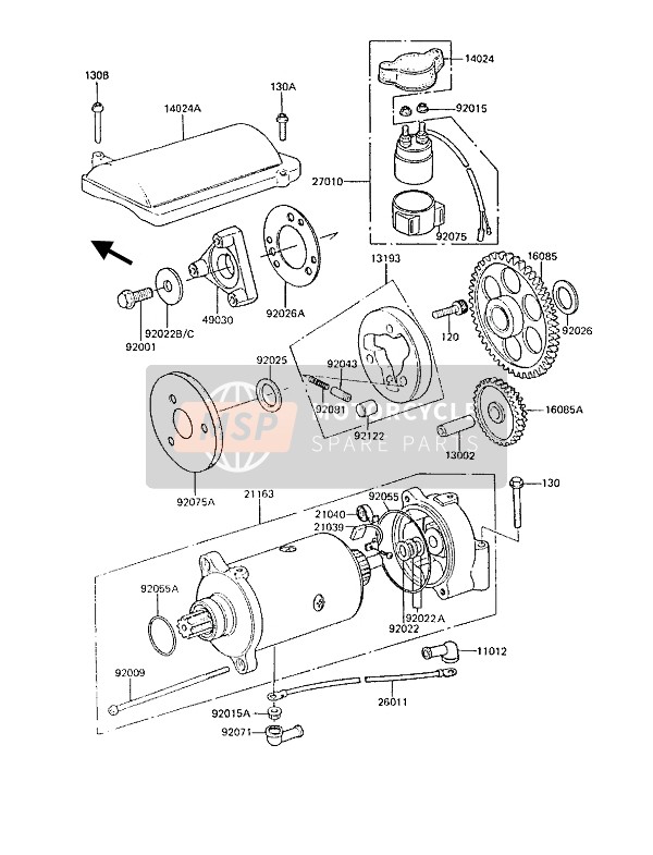 Kawasaki Z1300 1987 Starter Motor for a 1987 Kawasaki Z1300