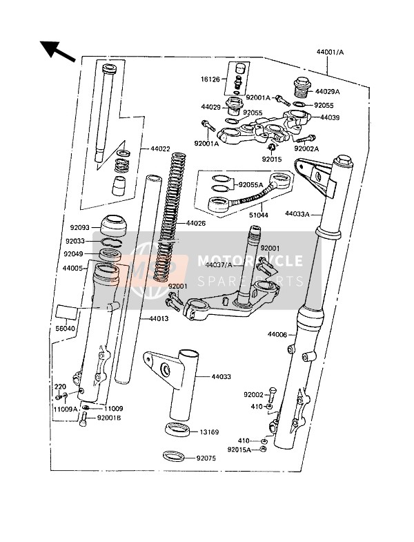 Kawasaki Z1300 1987 Forcella anteriore per un 1987 Kawasaki Z1300