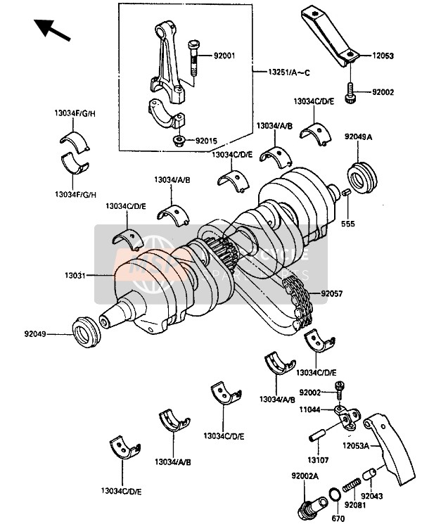 Kawasaki ZL600 1987 Crankshaft for a 1987 Kawasaki ZL600