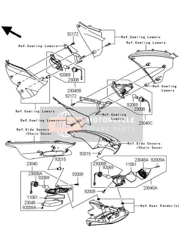 Kawasaki ZZR1400 2006 BLINKER für ein 2006 Kawasaki ZZR1400