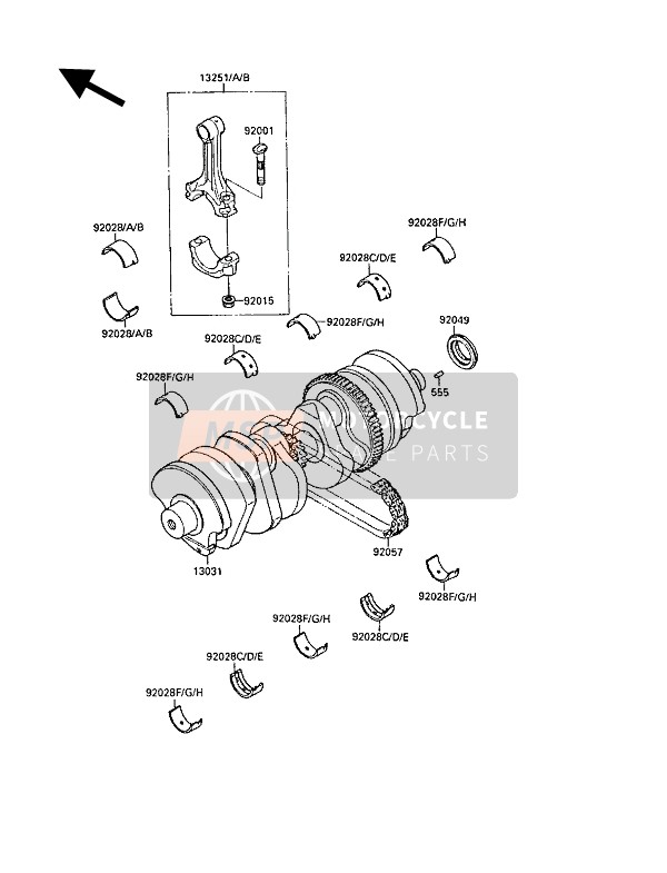 Kawasaki GPX750R 1988 Crankshaft for a 1988 Kawasaki GPX750R