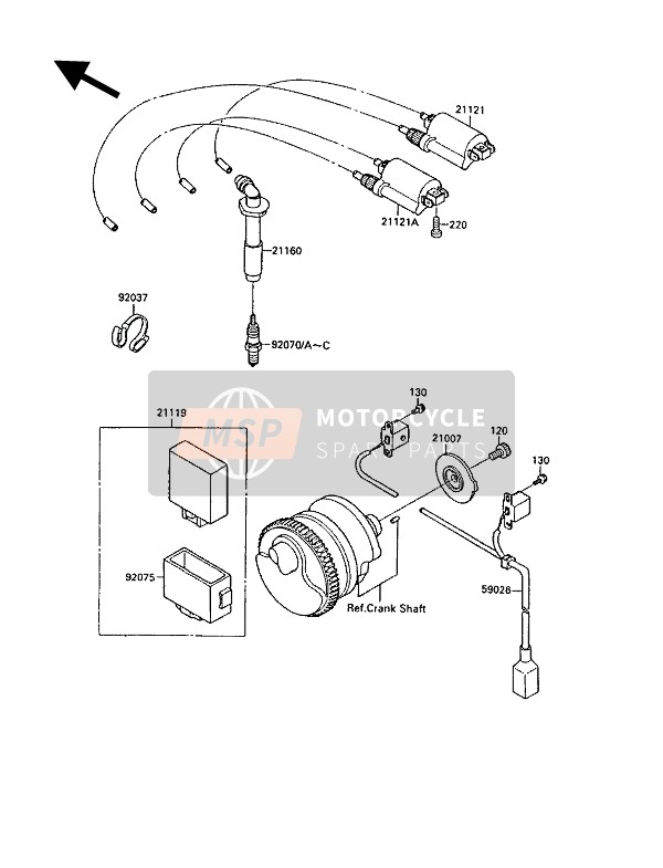 Kawasaki GPX750R 1988 Ignition System for a 1988 Kawasaki GPX750R