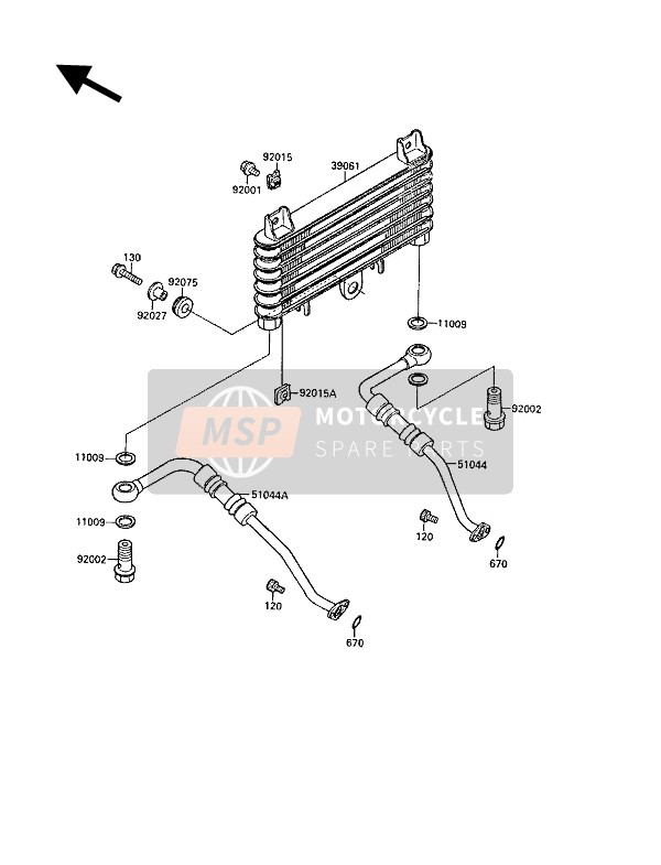 Kawasaki GPX750R 1988 Oil Cooler for a 1988 Kawasaki GPX750R