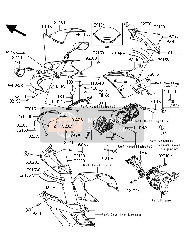 Kawasaki ZZR1400 2006 Cowling for a 2006 Kawasaki ZZR1400