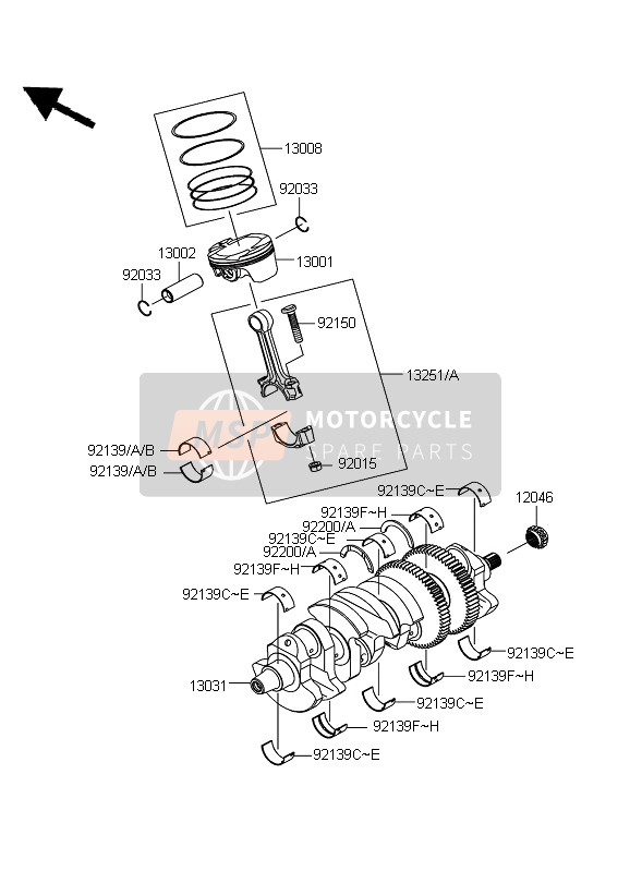 Kawasaki ZZR1400 ABS 2006 Vilebrequin & Piston pour un 2006 Kawasaki ZZR1400 ABS