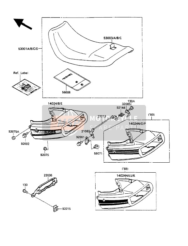 530031179NE, Leather,Seat,Blue, Kawasaki, 0