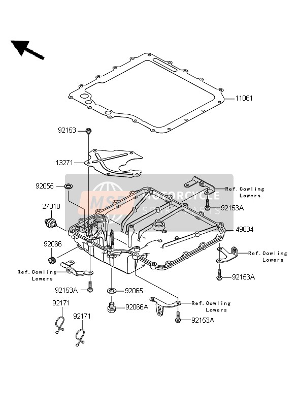 Kawasaki ZZR1400 ABS 2006 Oil Pan for a 2006 Kawasaki ZZR1400 ABS