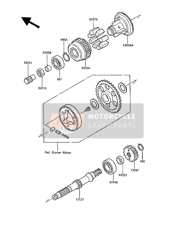 Kawasaki GPZ600R 1988 Secondary Shaft for a 1988 Kawasaki GPZ600R