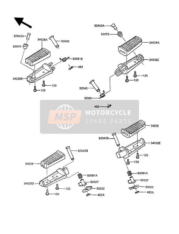 Kawasaki GPZ600R 1988 Reposapiés para un 1988 Kawasaki GPZ600R