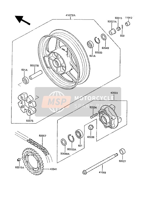 Kawasaki GPZ600R 1988 Rear Hub for a 1988 Kawasaki GPZ600R