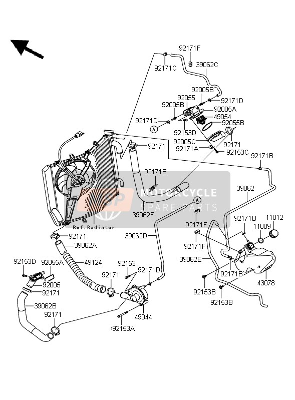 Kawasaki ZZR1400 ABS 2006 WASSERROHRLEITUNG für ein 2006 Kawasaki ZZR1400 ABS