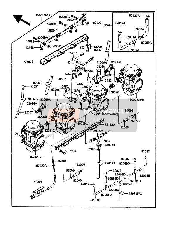 Kawasaki VOYAGER XII 1988 Carburettor for a 1988 Kawasaki VOYAGER XII