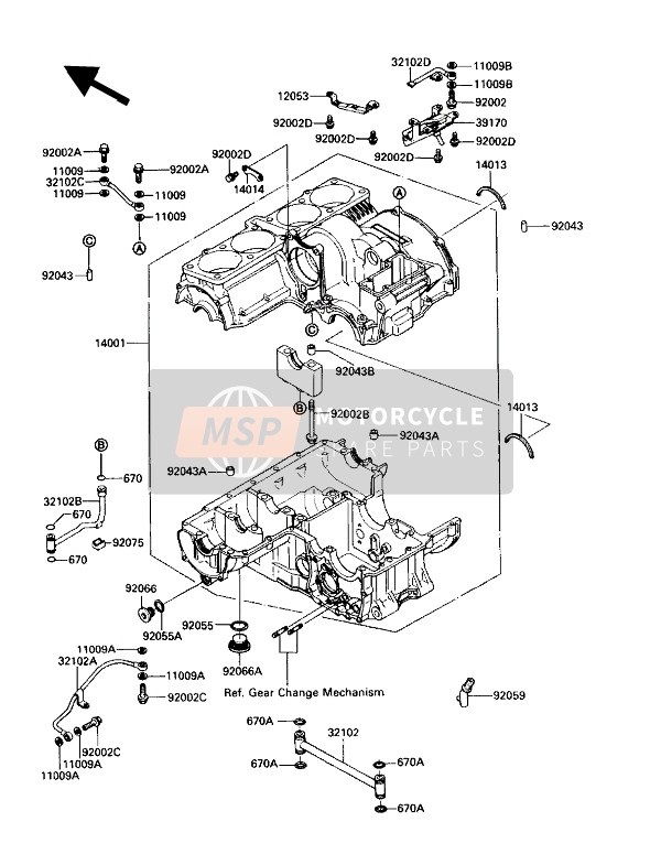 Kawasaki ZG1200-B1 1990 Crankcase for a 1990 Kawasaki ZG1200-B1