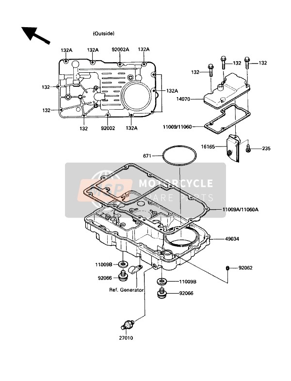 Kawasaki ZG1200-B1 1990 Breather Body & Oil Pan for a 1990 Kawasaki ZG1200-B1