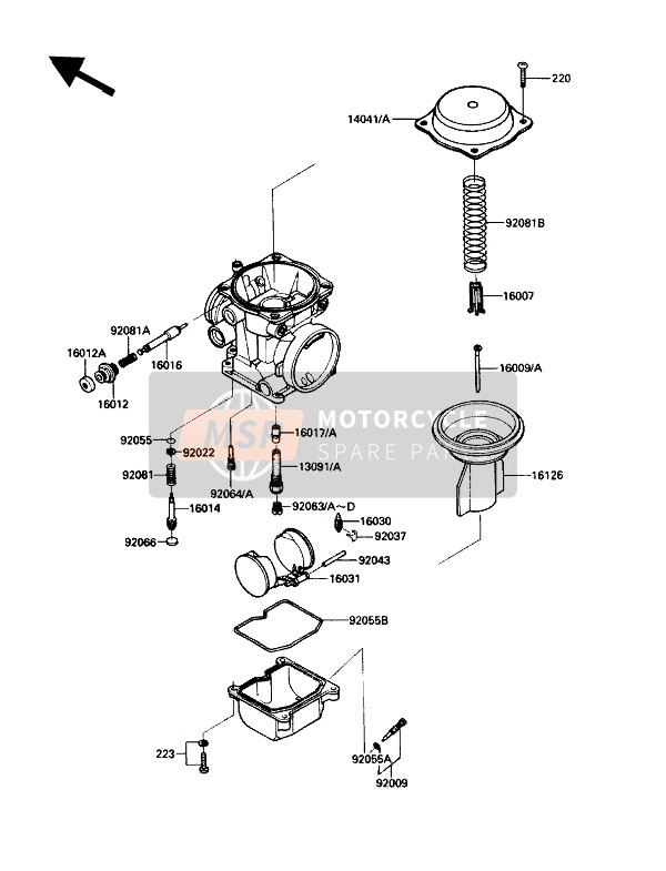 Kawasaki ZG1200-B1 1990 Pièces de carburateur pour un 1990 Kawasaki ZG1200-B1