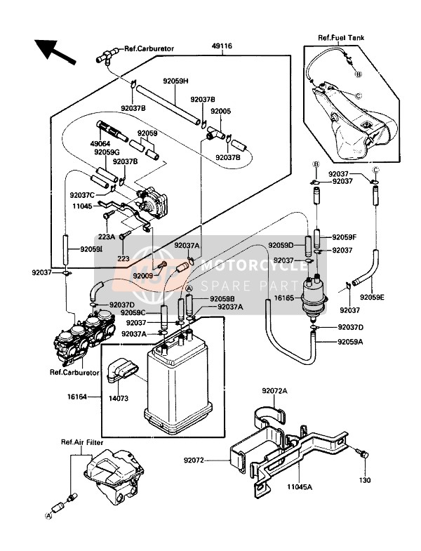 Kawasaki ZG1200-B1 1990 Canister for a 1990 Kawasaki ZG1200-B1