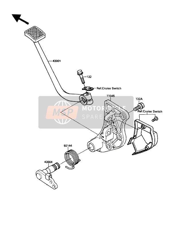 Kawasaki ZG1200-B1 1990 Brake Pedal for a 1990 Kawasaki ZG1200-B1