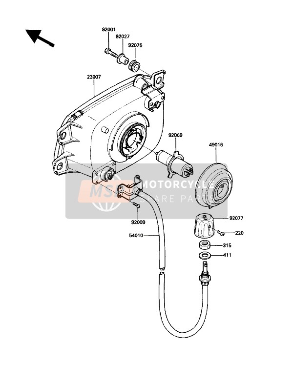 Kawasaki ZG1200-B1 1990 SCHEINWERFER für ein 1990 Kawasaki ZG1200-B1