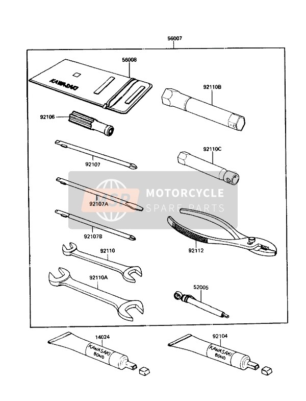 Kawasaki ZG1200-B1 1990 Gereedschap voor een 1990 Kawasaki ZG1200-B1