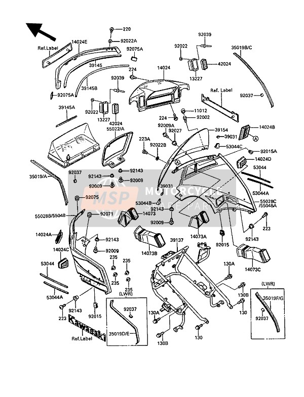 Kawasaki ZG1200-B1 1990 Cowling for a 1990 Kawasaki ZG1200-B1