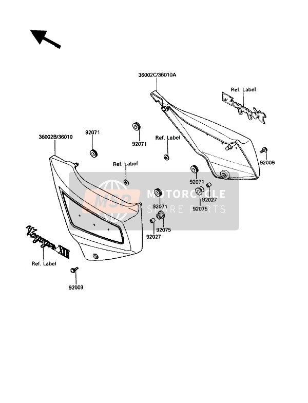 Kawasaki VOYAGER XII 1991 Couvercle latéral pour un 1991 Kawasaki VOYAGER XII