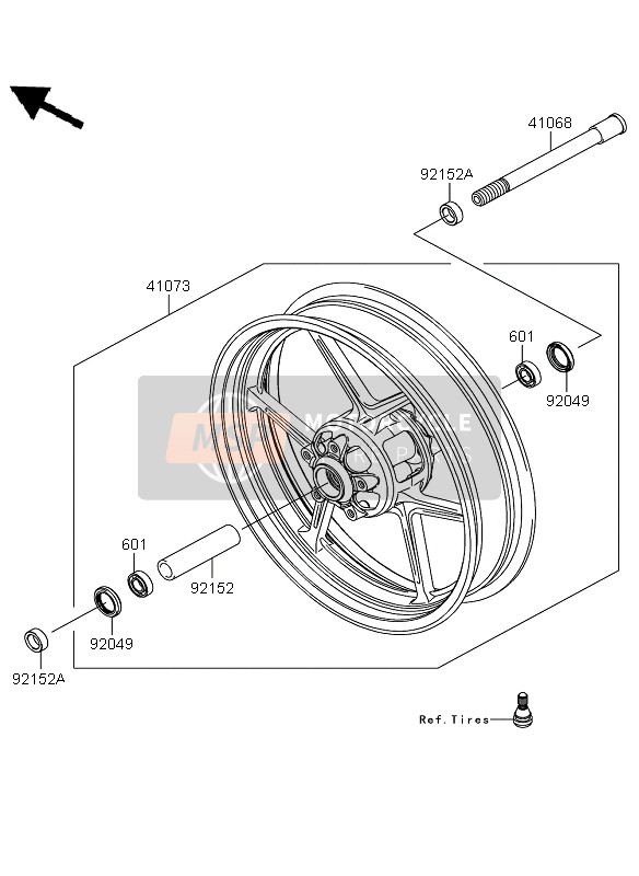 Kawasaki VERSYS ABS 2011 Buje delantero para un 2011 Kawasaki VERSYS ABS