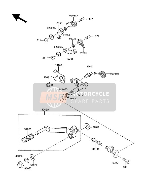 Kawasaki ZL1000 1988 SCHALTMECHANISMUS für ein 1988 Kawasaki ZL1000