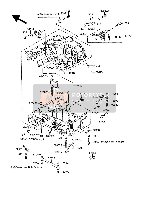 Kawasaki ZL1000 1988 Crankcase for a 1988 Kawasaki ZL1000