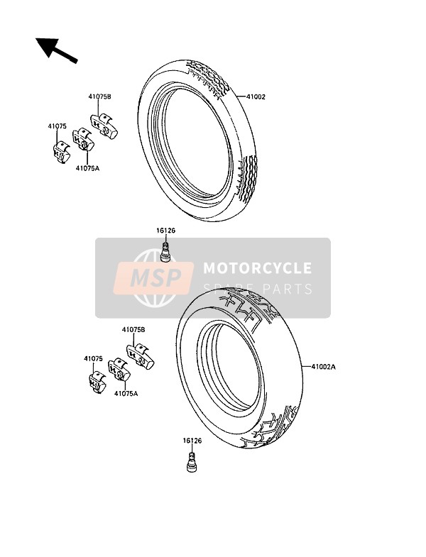 Kawasaki EL250 1989 Tyres for a 1989 Kawasaki EL250