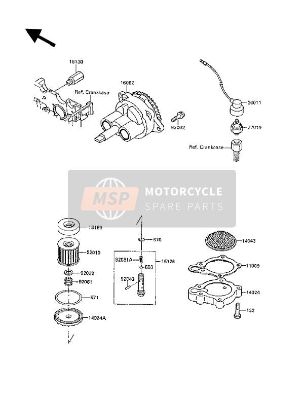 Kawasaki GPX250R 1989 Bomba de aceite para un 1989 Kawasaki GPX250R