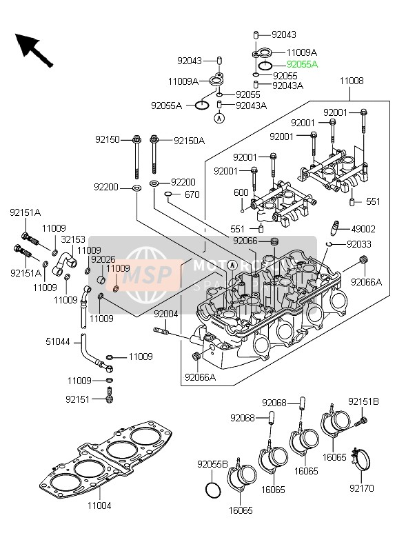 Kawasaki ZZR600 2006 Cylinder Head for a 2006 Kawasaki ZZR600