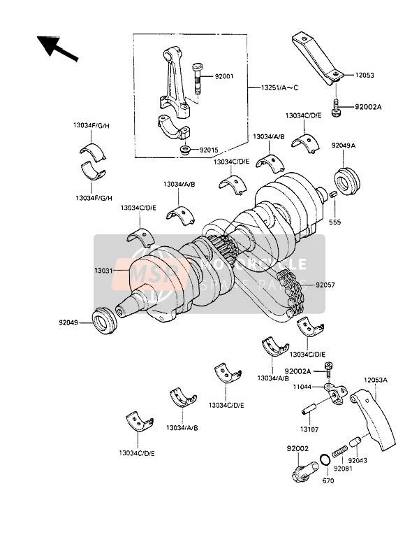 Kawasaki GPX600R 1989 Crankshaft for a 1989 Kawasaki GPX600R