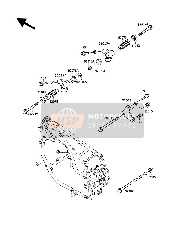 Kawasaki GPX600R 1989 RAHMENBESCHLÄGE für ein 1989 Kawasaki GPX600R