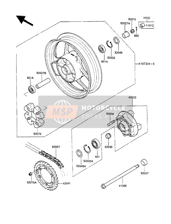 Kawasaki GPX600R 1989 Rear Hub for a 1989 Kawasaki GPX600R