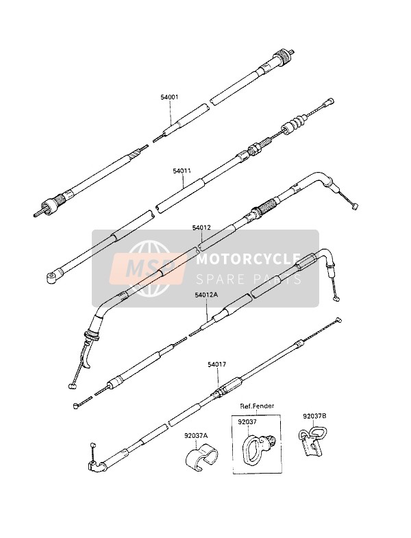 Kawasaki GPX600R 1989 Cables for a 1989 Kawasaki GPX600R