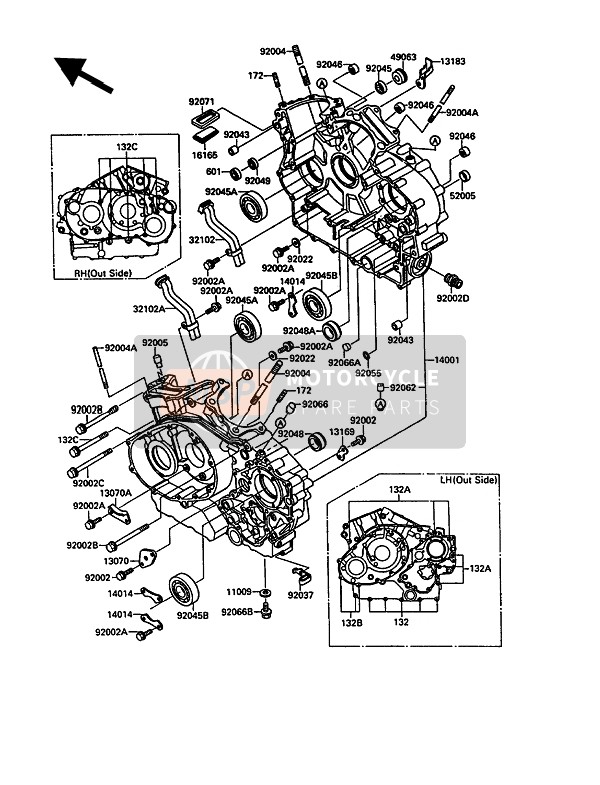 Kawasaki VN-15 1989 Crankcase for a 1989 Kawasaki VN-15