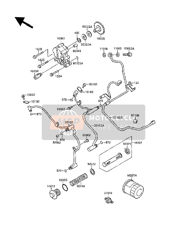Kawasaki VN-15SE 1989 Pompa dell'olio per un 1989 Kawasaki VN-15SE